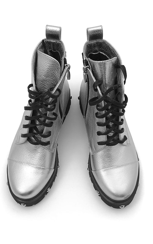 Ботинки серебряный металлик
